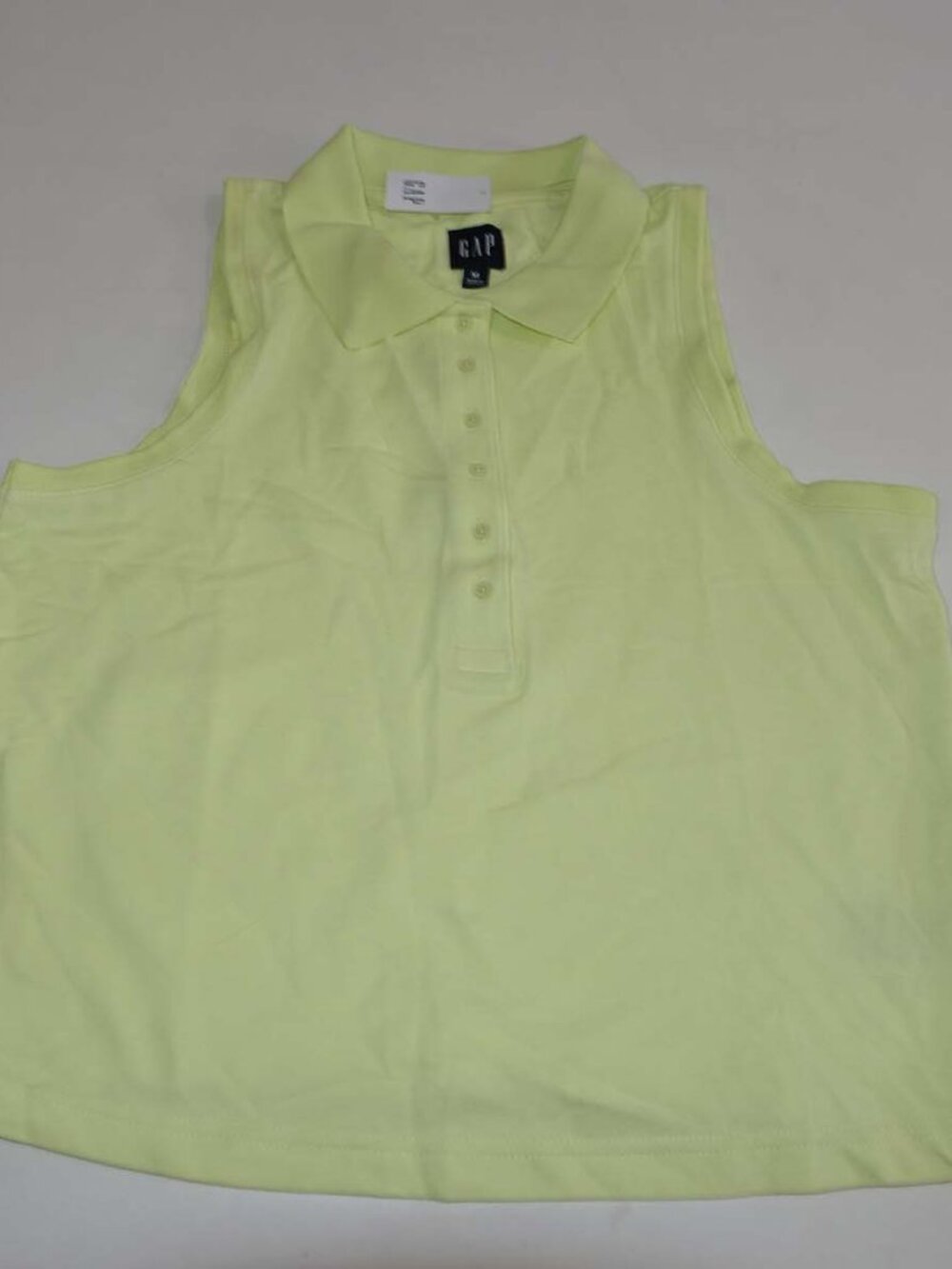 Gap Women's Cropped Pique Sleeveless Polo Shirt Medium NWT Lime Green Cotton M